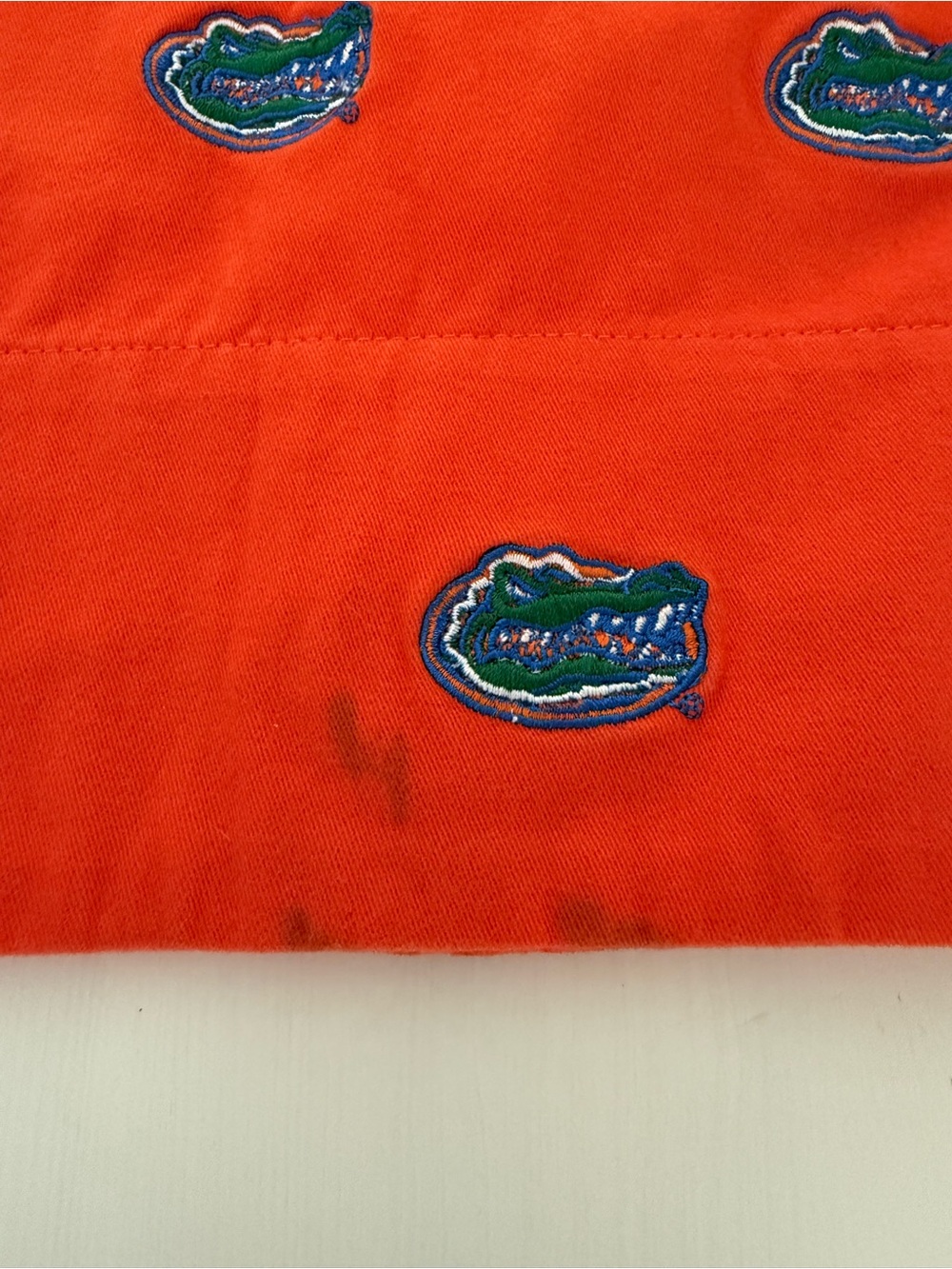 Penningtons Bright Orange Mini Skirt with Blue Embroidered Logos - Picture 9 of 10